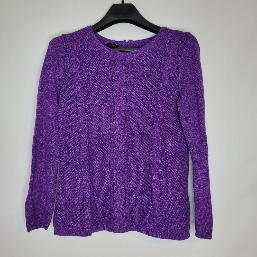 Talbots Purple Knit Waffle Sweater - Picture 4 of 11